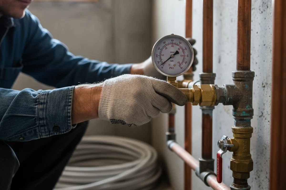 Pressure testing a repaired line during Water Line Repair in Sumrall